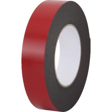Ruban adhésif double face mousse PE noir avec film rouge forte adhérence pour voiture épaisseur 1 mm largeur 1 cm longueur 30 m (1/4)