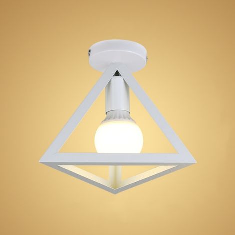 Plafonnier Abat-jour Créativité Triangle Lampe de Plafon Moderne Suspension E27 pour Salon Café Bar Blanc (1/4)