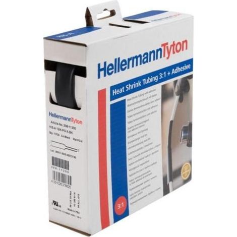 HellermannTyton 308-11800 Schrumpfschlauch mit Kleber Schwarz 19 mm 6 mm Schrumpfrate:3:1 1 St. (1/3)