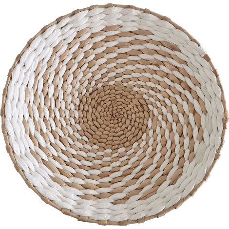 Assiette Murale En Paille - Décor Rond Pour Murs - Idéal Chambre Salon Décoration Intérieure - Diamètre 20 Cm - 1 Pièce (1/5)