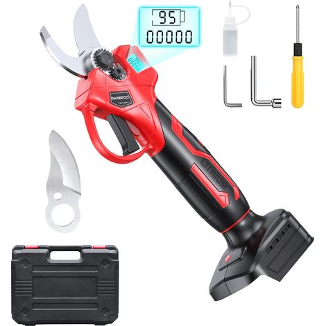 Sécateur à Batterie Sécateur compatible avec les batteries 18V-21V, avec écran LCD, épaisseur de coupe jusqu'à 30 mm, avec interrupteur de sécurité, sans batteries ni chargeur (1/5)