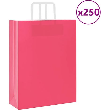 vidaXL Sacs en papier 250 pcs avec poignées rose 32x12x42 cm