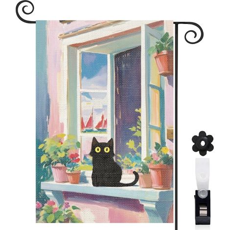 Drapeau de jardin décoratif décoration extérieure toile résistante double face 30 x 45 cm pour jardin maison (1/5)