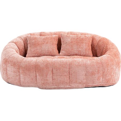 Divano sacco in ciniglia rosa con schiuma ad alta densità, senza montaggio, 2 posti (1/5)
