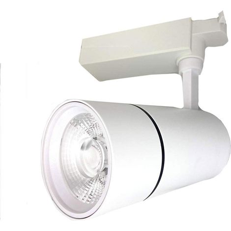 Faretto da binario led cob 30 watt scocca bianca faro soffitto proiettore luce fredda 6500k (1/4)