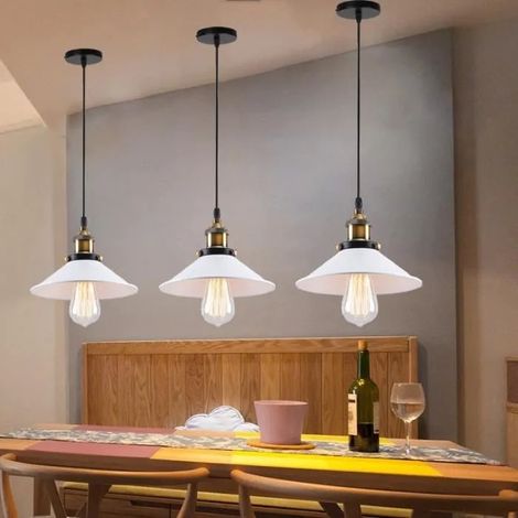 kawoo Lot de 3 Lampe Suspension Vintage en Métal Reglable,E27 Lustre Plafonnier Industrielle Retro Style Edison pour Salon Chambre (1/4)
