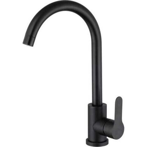 Robinet Lavabo Haut Pivotant à 360°, Robinet Lavabo Salle de Bain Monocommande avec Aérateur Démotable, Noir (1/4)