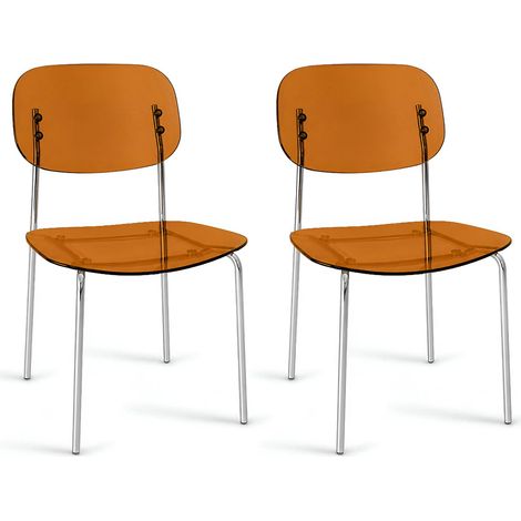 Lot de 2 chaises en métal et résine acrylique, GLAM (1/4)
