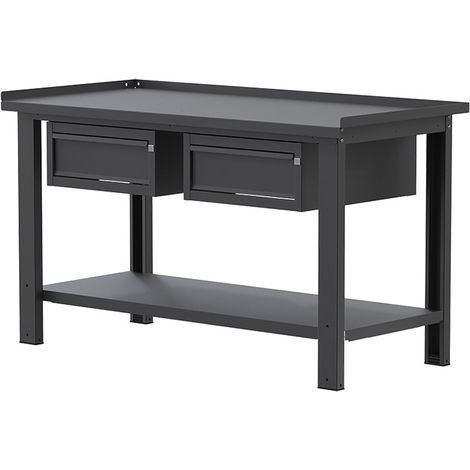 Banco da lavoro SOGI X3N105A - 1.5 m - piano in acciaio - 1 + 1 cassetti - grigio antracite (1/5)
