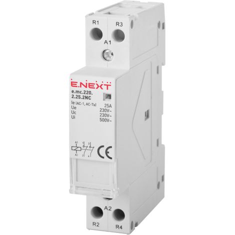 E.NEXT p005025 Contacteur modulaire 2P 25A 2NF 230V AC