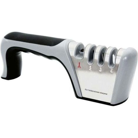 Affilacoltelli professionale 4 in 1 – Adatto per coltelli da cucina e forbici – Base antiscivolo – Realizzato in acciaio inossidabile