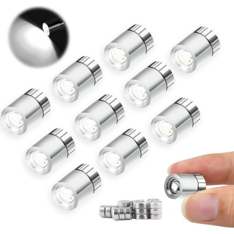 10 pcs Mini Lumières LED, Lampe LED Miniature, Mini Lampe LED avec Batterie, Mini LED a Pile, Petite Lumière LED pour Maison de Poupée, Vitrines, Blocs de Construction Jouets. (1/5)