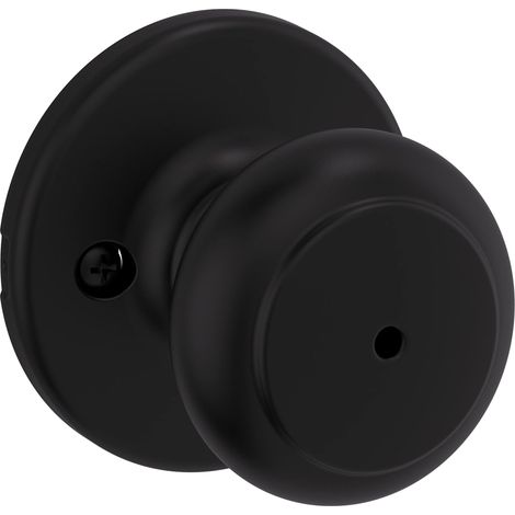 Bouton de porte d'intérieur avec serrure, poignée de porte pour salle de bain et chambre à coucher, noir mat, sans clé, serrure tournante (1/5)