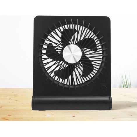 Ventilateur de Bureau USB Rechargeable Mini Portable 3 Vitesses Silencieux Abs Noir 2000mAh 150x150mm Data Cable (1/5)