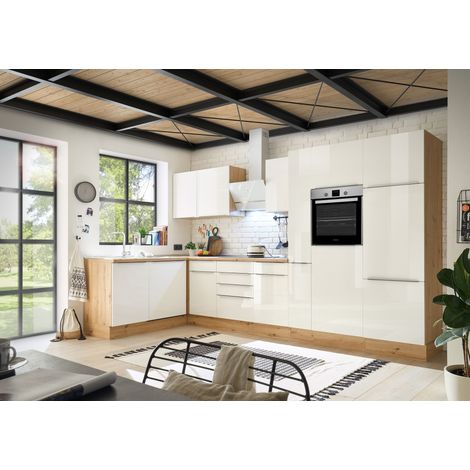 Respekta – Cuisine d'angle Marleen Premium 370 cm – Blanc chêne artisan – Plan de travail 38 mm – Hauteur de travail ergonomique 91,5 cm (1/4)