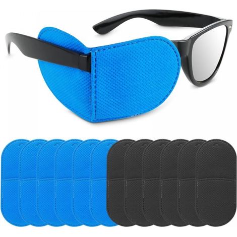 12er-Pack Augenklappen für Brillen, medizinische wiederverwendbare Vliesstoff-Augenklappen für Erwachsene und Kinder, linkes und rechtes Auge, Augenklappe für Brillen, Behandlung von Lazy Eye (1/5)