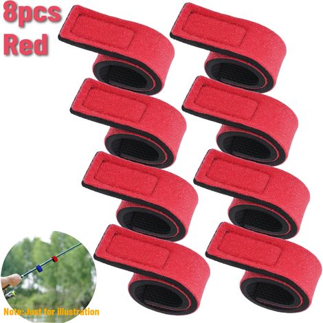 Sangles élastiques pour fixer les cannes à pêche – Fixation facile et réutilisable, accessoire de rangement pour cannes à pêche, 8 pièces, Rouge. (1/4)