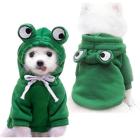 Sweat à capuche pour chien, pull pour chiot, manteau, costume de grenouille verte mignonne, veste chaude d'hiver, vêtements d'extérieur pour animaux de compagnie par temps froid, tenue à capuche pour (1/5)