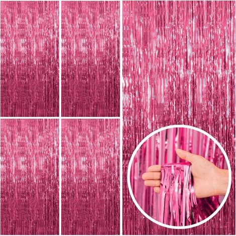 Rideaux à franges pour décoration de fête (lot de 5, rose) — Idéals pour décorer diverses fêtes à thème (1/5)