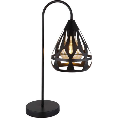 Tischleuchte Tischlampe Beistelllampe Schreibtischlampe Metall Schwarz-matt