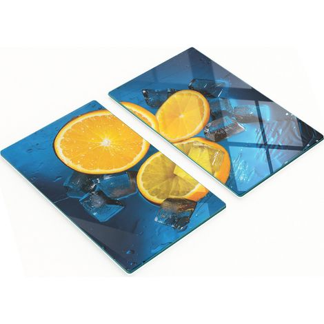 Tablas decorativas de cristal para cortar y servir, color naranja hielo, 2x30x52 cm.