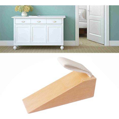 Butée de Porte en Bois de Hêtre avec Coussin Silencieux pour Maison et Bureau (1/5)