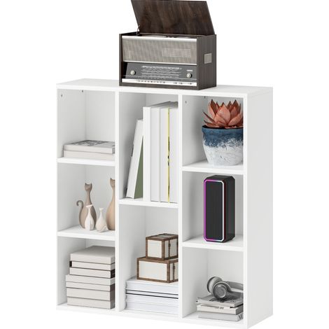Bibliothèque sur pied à 8 cases, étagère de rangement horizontale ou verticale, meuble multifonction pour salon, chambre et bureau, blanc CHICFURN (1/5)