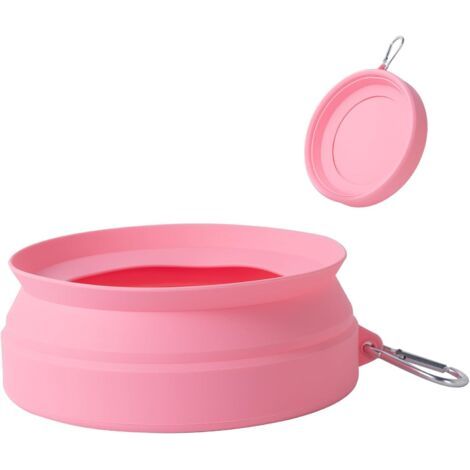 1 Bol en Silicone, Pliable, Anti-débordement, Crochet D, Voyage Chien Chat (1/2)