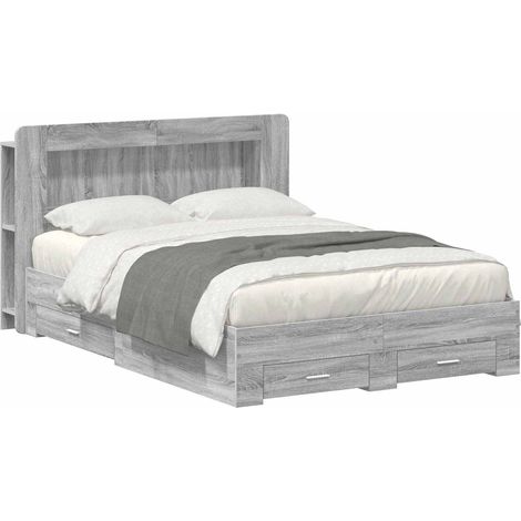 Bed Frame with Storage Grey Sonoma 160 x 200 cm Engineered Wood vidaXL (1/5)