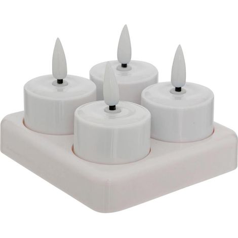 Lot de 4 Bougies LED Rechargeables "Aitor" 10cm Blanc (1/5)