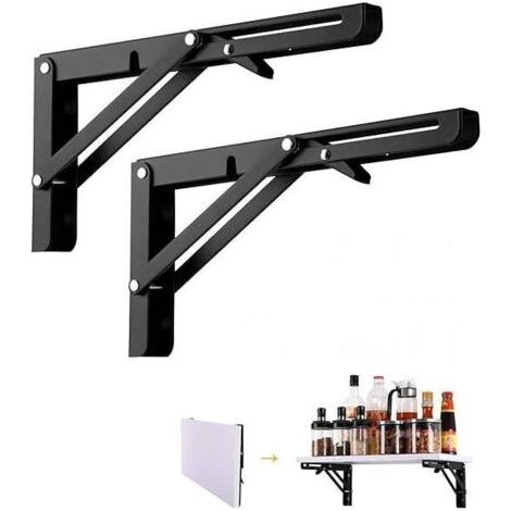 250 mm folding bracket, 2 pieces, black, robust folding bracket mount, retractable folding bracket mount