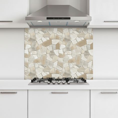 CRÉDENCE CUISINE Mosaïque - Pierres - Beige 80x60 cm