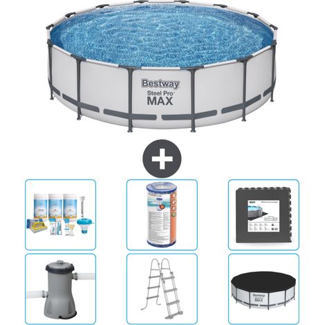 Piscine Bestway ronde Steel Pro MAX - 427 x 107 cm - Grise - Comprend des Accessoires CB31 (1/4)