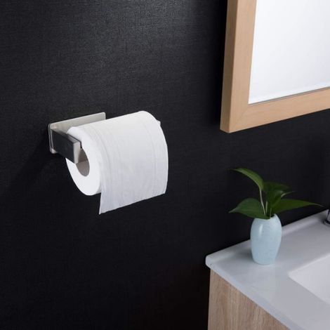porte rouleau de papier toilette auto-adhésif pour salle de bain sans perçage brossé (1/4)