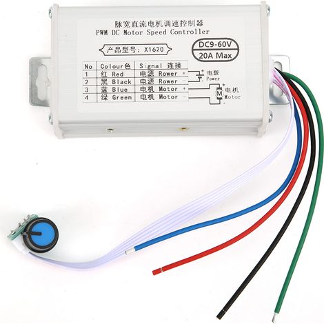 Contrôleur de vitesse PWM réglable pour moteur à balais CC 9-60V 20A (1/5)