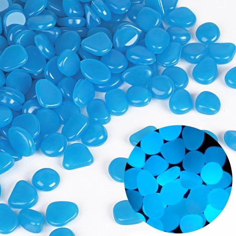 400 Pierres Lumineuses, Galets Fluorescents Bleu Foncé, Décoration Aquarium, Jardin, Allées, Chambre Enfant