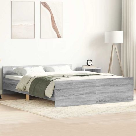 Bed Frame without Mattress Grey Sonoma 135x190 cm vidaXL (1/5)