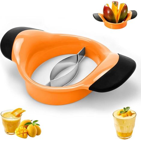 Coupe-Mangue en Acier Inoxydable Trancheur de Mangues en Acier Lame de Diviseur de Mangue en Acier Inoxydable pour Diviser et Dénoyauter (1/5)
