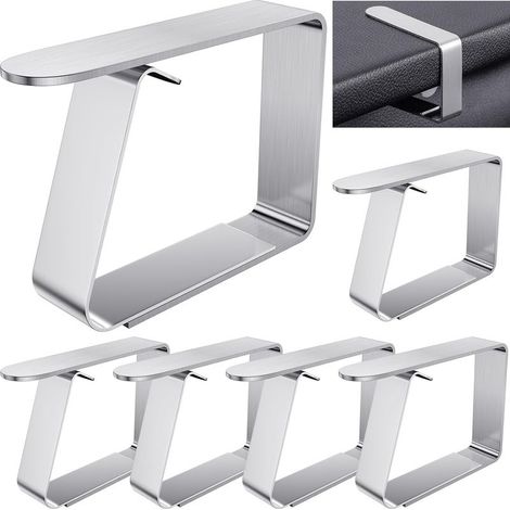 6 Pièces Pince Nappe Exterieur Inoxydable, Attache Nappe de Table Exterieur 5 x 6 cm, Pince pour Nappe de Table Clips Ajustable (1/5)