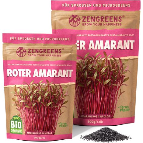 Bio Keimsaat Roter Amaranth 500 g Sprossen und Microgreens Samen (1/5)