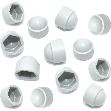Cache vis et rivet,Lot de 20 cache-écrous hexagonaux en plastique blanc M10 (clé de 17 mm) pour écrous et boulons hexagonaux (1/5)