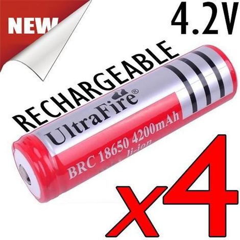 4 PILES ACCU RECHARGEABLE BRC 18650 LI-ION 4.2v 4200mAH BATTE