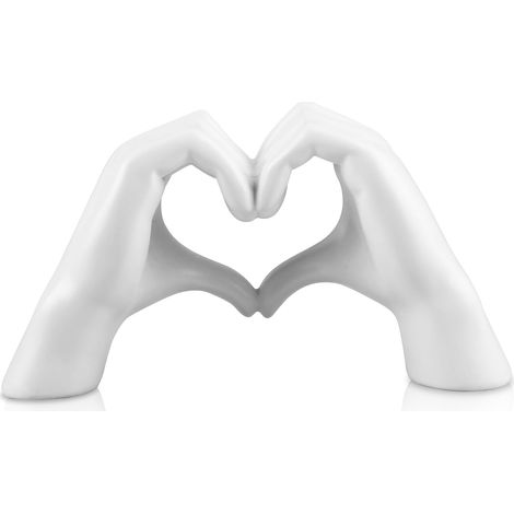 Statue main en forme de cœur blanche - Sculpture moderne pour décoration mariage et maison - Grand modèle blanc (1/5)