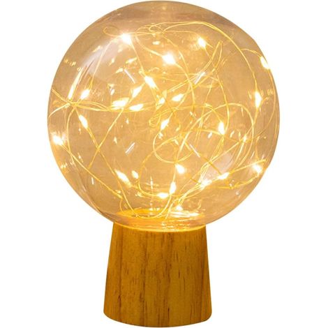 Veilleuse LED Décorative Boule Étoilée USB Lampe de Nuit Compacte pour Chambre à Coucher Lumière Chaude Apaisante en Plastique et Bois Décoration Intérieure et Extérieure (1/5)