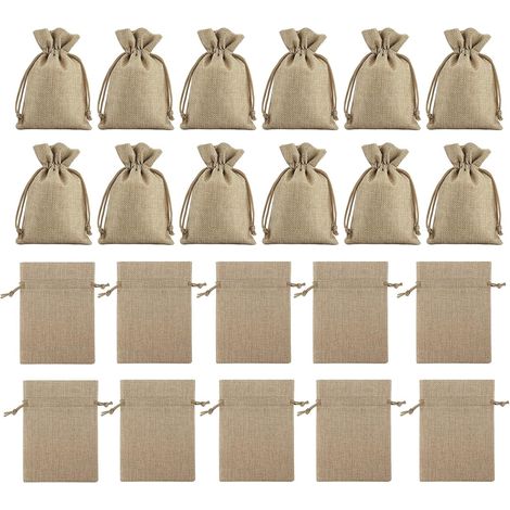 Pack of 50 Cotton Bags with Drawstring, 9 x 7 cm Jute Bags with Drawstring, Small Bags, Jute Bags, Small Fabric Bags for Souvenirs, Crafts, Halloween, Christmas (1/5)