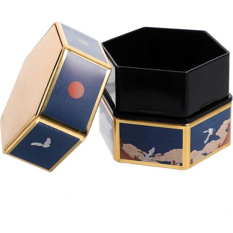 Boîte à thé vintage en métal, récipient hermétique bleu foncé pour usage domestique, 1 pièce (1/5)