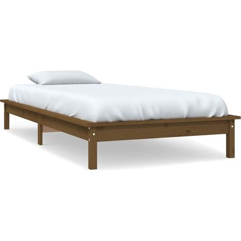 Cadre de lit (matelas non inclus), brun miel, 90 x 200 cm, bois massif (1/5)