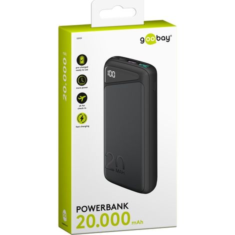 Goobay Powerbank (batterie supplémentaire) 20000 mAh LiPo noir affichage du statut V366073 (1/5)