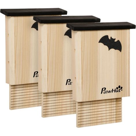 Abri pour chauves-souris triple en bois clair, résistant aux intempéries, avec crochet de suspension, motif décoratif, pour jardin extérieur - CHICFURN (1/5)