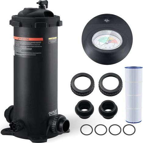 VEVOR Filtro de Piscina de Cartucho 4,6 m² Filtro de Piscina Enterrado Sistema de Filtración de Piscina sobre el Suelo con Filtro Mejorado a Prueba de Fugas para Jacuzzi, Spa, Piscina Inflable (1/5)